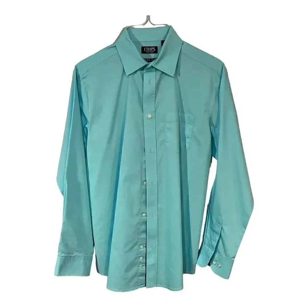Boys Chaps dress shirt size L 14/16 great turquoise color EUC